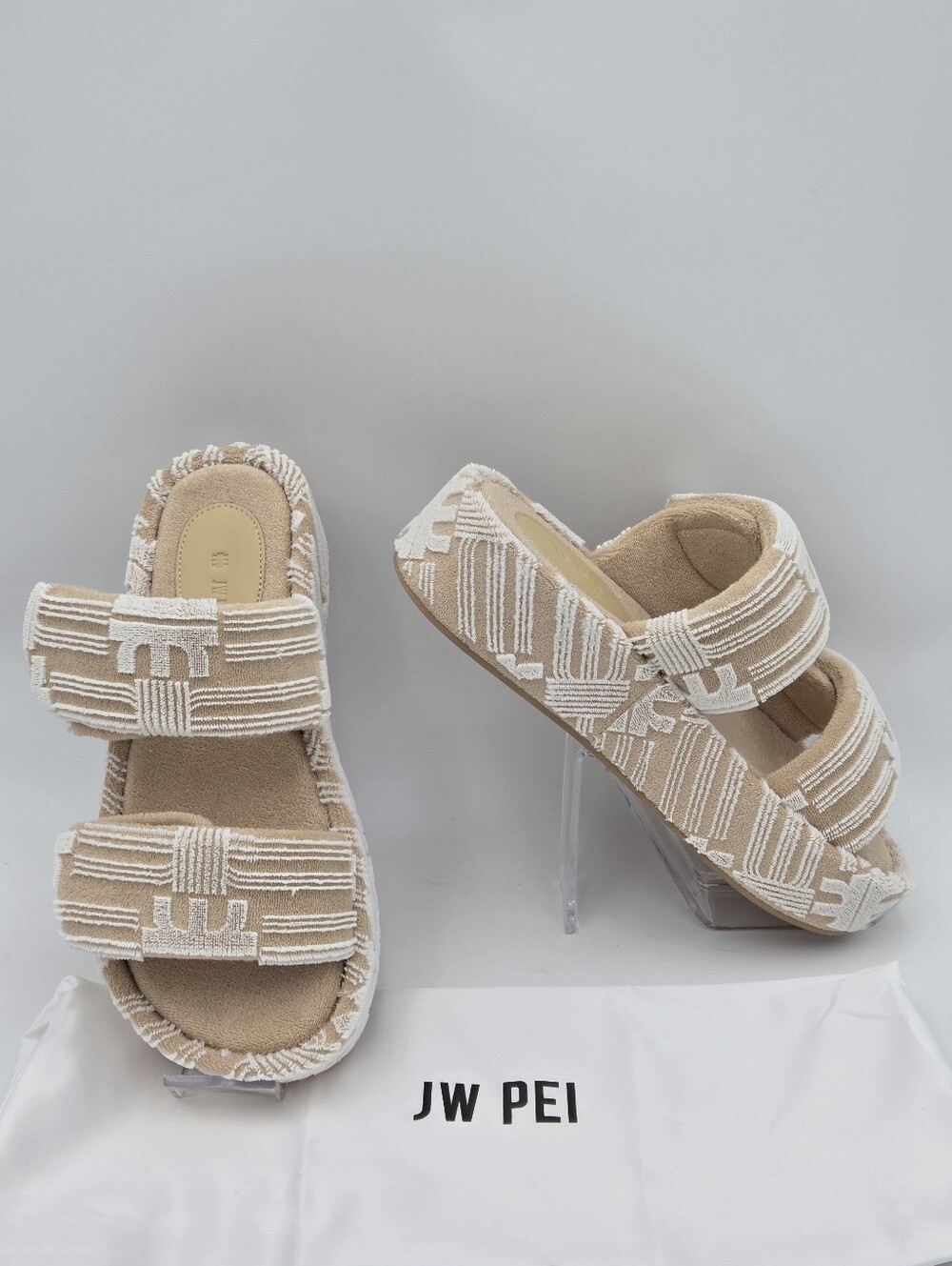 JW PEI Lexi Terry Slide Sandals in oatmilk
